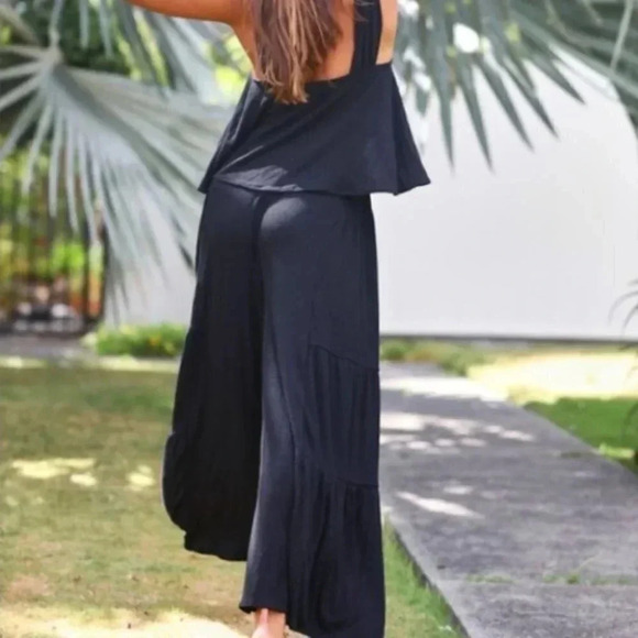 NWT Free People Porter Wide Leg Crop Top Matching Set in Black Small - Picture 5 of 11